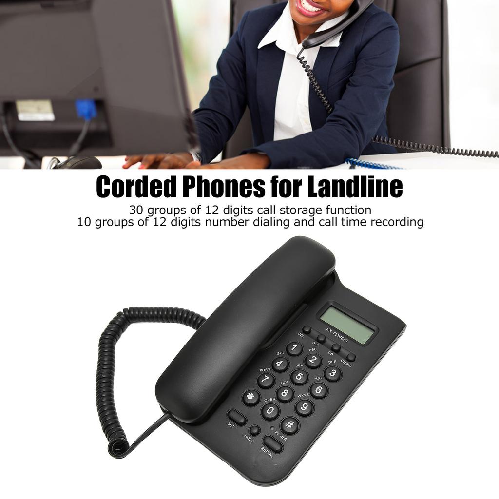 Tischtelefon Anrufer-ID Wandhalterung Minimalistisch Kabelgebundenes Haustelefon für Zuhause Hotel Telefonleitung