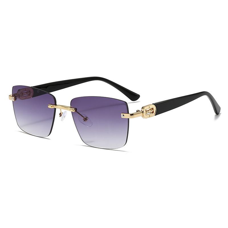 Frameless Fashion Trimmed Sunglasses Men'S High-End Sense Uv-Proof Business Wind Driver Driving Sunglasses