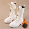 Bottes d'hiver pour filles nouvelles bottes hautes style britannique bottes Martin bottes en cuir de princesse bottes pour petite fille