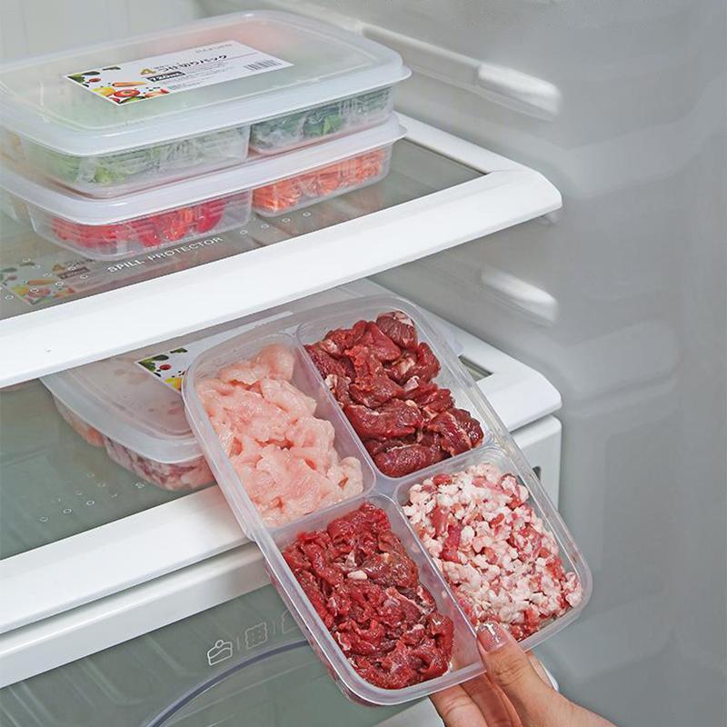 Refrigerator Frozen Meat Four-Compartment Storage Box Food-Grade Freezer Box