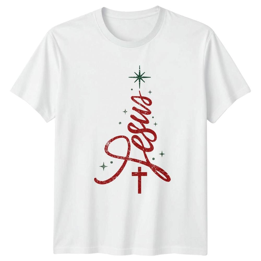 Jesus Religious Christmas Tree Graphic Unisex TShirt Unisexs Unisexs Faith Tee S