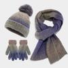 Acryl Strickmütze Schal Handschuhe Set für Herbst Lässiges Damen Mode Accessoire Paket