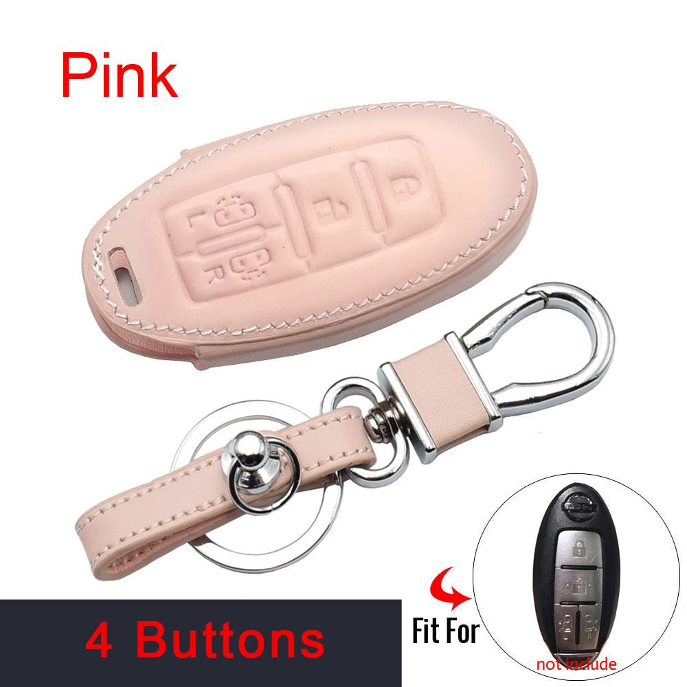 Real Leather Car Key Case For Nissan Quest Mpv Elgrand Nv200 Evalia Serena 5 Buttons Remote Fobs Skin Bag Keychain Keys Cover