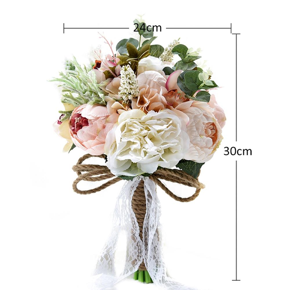 Practical-Artificial Peony Rose Flower Bouquet For Bride Bridesmaid Handmade Wedding Bouquet Silk Bridal Bouquet Holding Flower