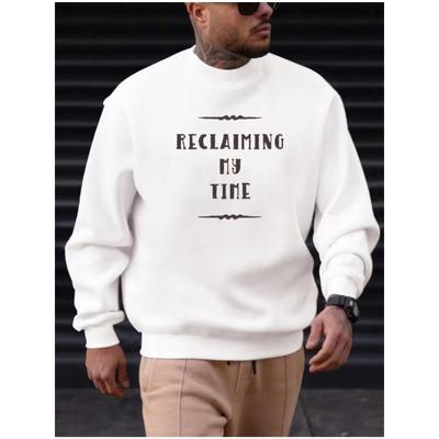 Rundhals-Sweatshirt, Polyesterstoff, Locker geschnittenes Pullover-Sweatshirt für Freizeitkleidung