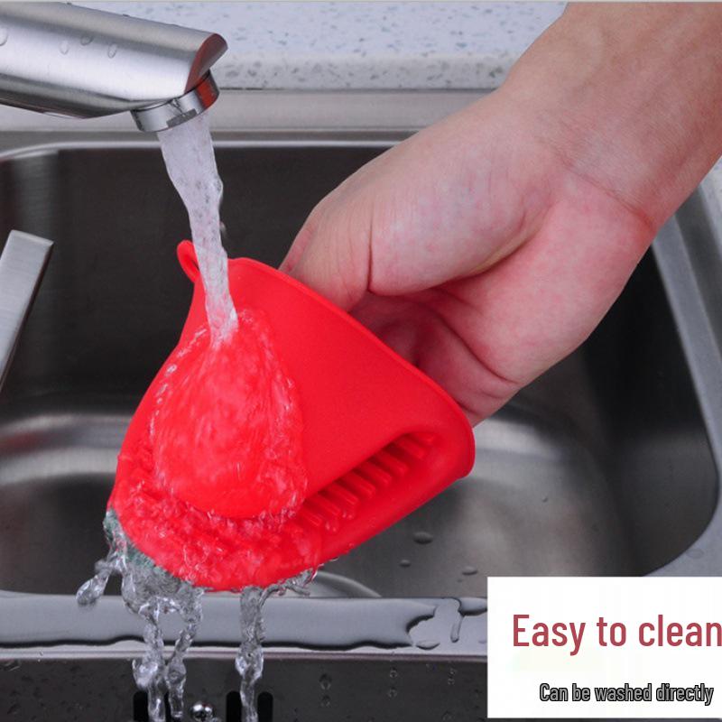 Heat-Resistant Silicone Gloves & Stainless Steel Dish Clip for High-Temperature Baking & Microwave Use