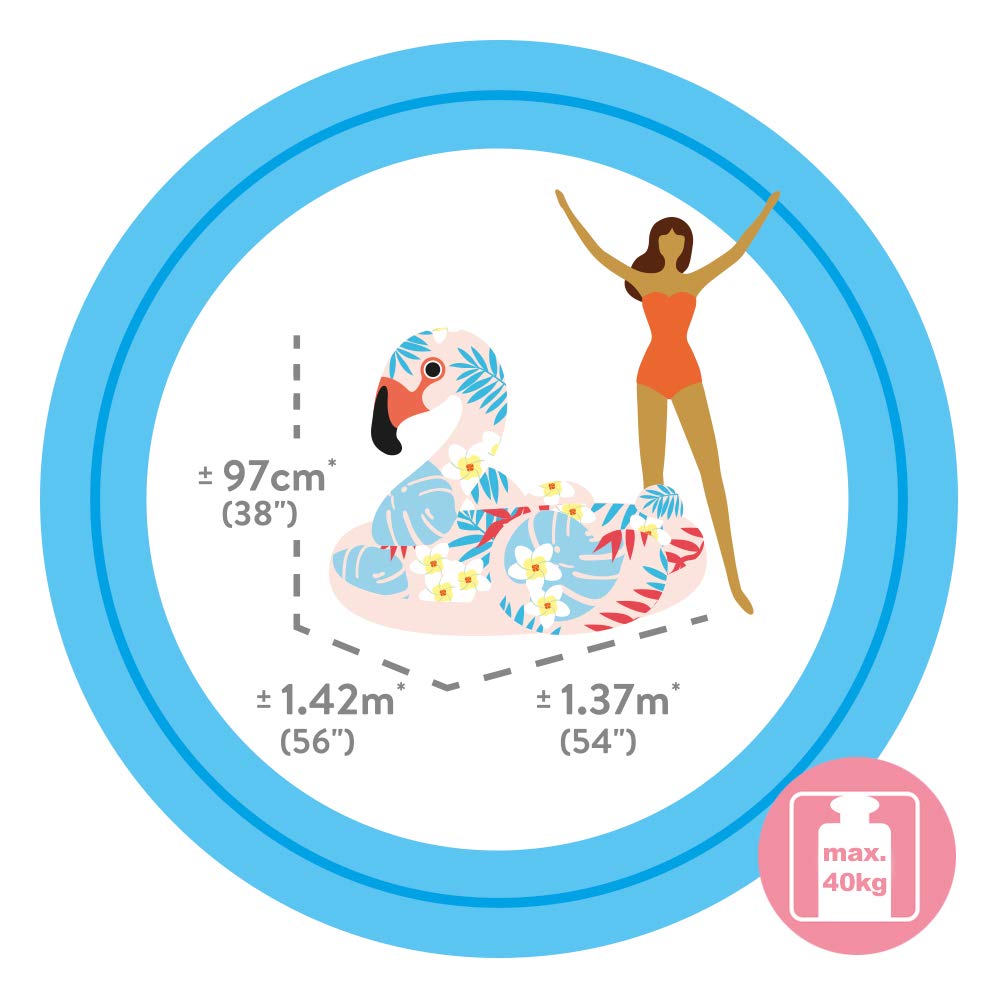 INTEX Tropical Flamingo Ride-On Float Mat, 142 X 137 X 97 Cm (57559) [Official Japanese Product]