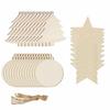 30Pcs Wooden Christmas Craft Shapes DIY Xmas Tree Decoration Hanging Baubles