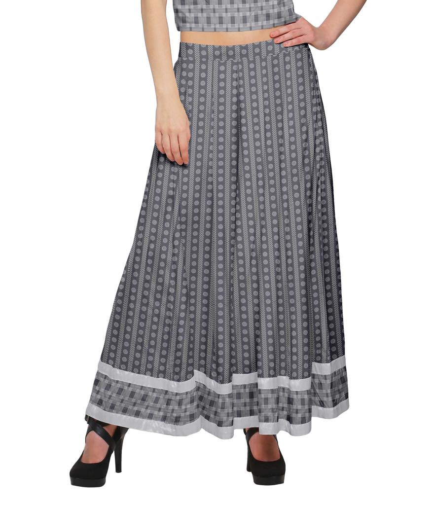 Moomaya Crop Top With Loose Palazzo Set For Women Printed Ethnic Clothing
