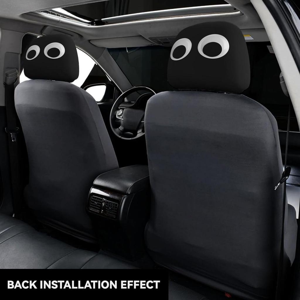 Cartoon Cute Eyes Car Headrest Covers 2 Pack Car Seat Head Rest Cover Auto Elastic Seat Coverings Vehicle Interior Accessories Protector Universal