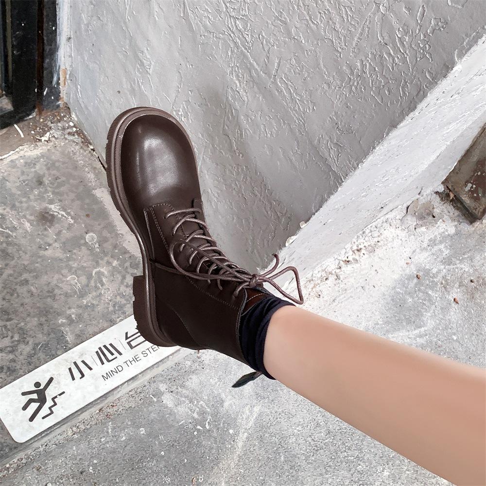 2025 New Spring and Autumn Thick-soled Martin Boots Wind Knight Retro Brown Short Boots Women's Leather Fashion Women's Boots