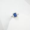 Zhou Hengfu S925 Sterling Silver Square Sapphire Ring for Women - Elegant and Stylish Design