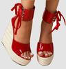  Elegance Wedges Open Toe High Heel Sandals Shoes Women Espadrilles Pumps Rope Outsole Comfort Csaual Sandals Party
