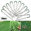 20pcs Garden Stakes Galvanized Landscape Staples U-Type Turf Staples For Artificial Grass Rust Proof Sod Pin Stake Lawn Pegs Mat