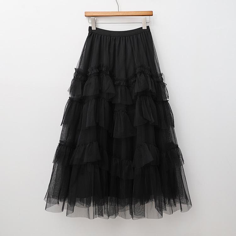 Vestido de Fada A-line em Camadas de Tule com Babados Outono/Inverno 2024 para Mulheres