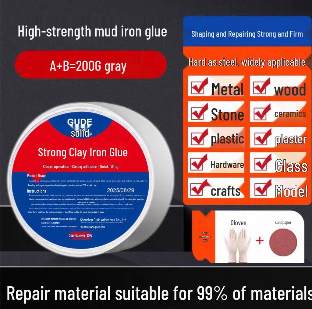 Mud Iron Clay High-Strength AB Glue for Metal, Plastic & Fuel Tank Repairs