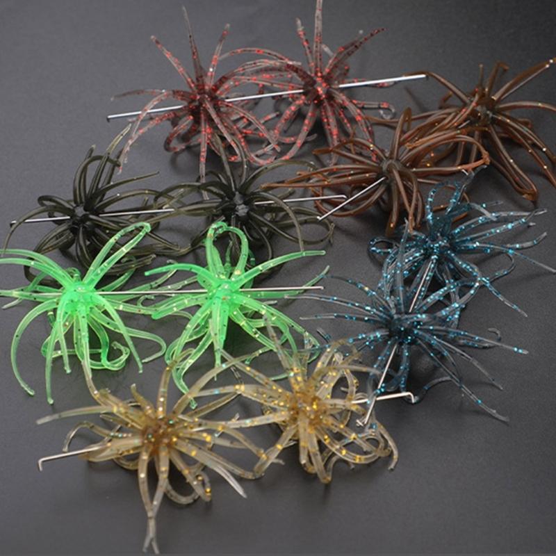 2Pcs Soft Fishing Lures with Urchin Shape, Simulation Fishing Stuff Urchin Baits Artificial Slow Floating Swimming Lures