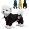 Full Coverage 4-Leg Waterproof Dog Raincoat With Hood British Style PU Pet Outerwear