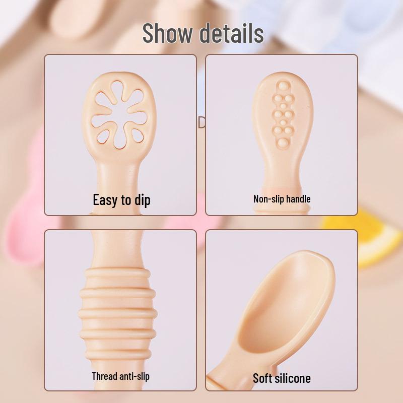 Premium Silicone Baby Training Spoon - Safe, Food-Grade and Perfect for Teaching Self-Feeding.