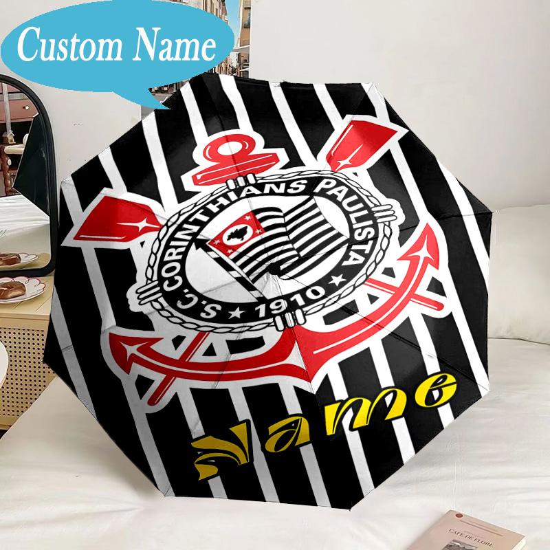 Custom Name Umbrella Corinthians Team Crest Umbrella 8-Frame for Travel, Camping, Casual Lightweight Portable, Essential for Family Gifts