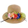 Pastoral flowers straw hat women summer sunscreen sunshade bucket hat travel seaside beach basin hat foldable