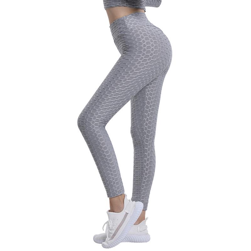 European & American Jacquard High Elastic Yoga Pants - Solid Color, High Waist, Hip Lifting Leggings for Women's Fitness