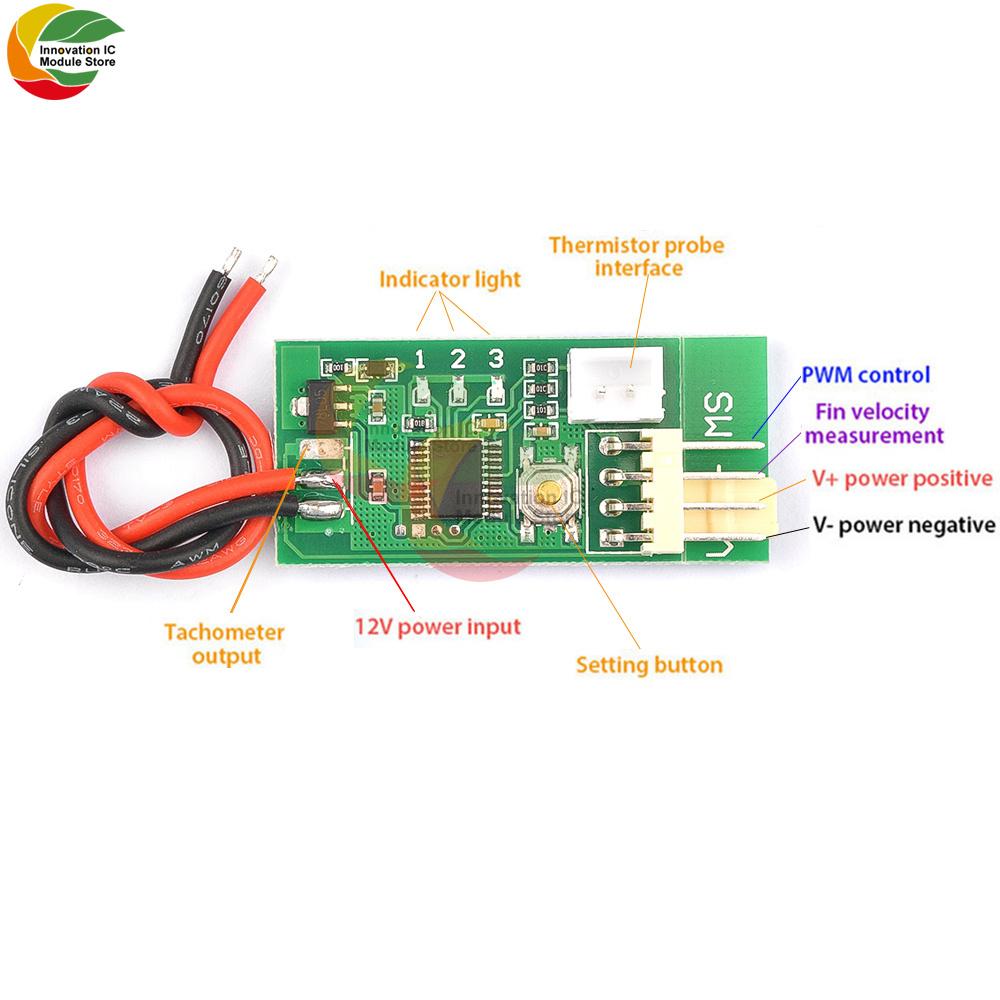 

Ziqqucu DC 12V PWM Temperature Detector Probe Controller 4-Wire Temperature Fan Speed Controller Governor for PC Fan STK IC зелений