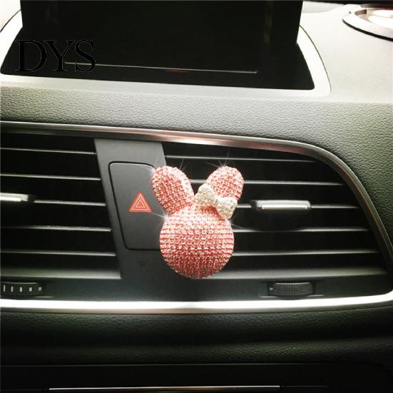 Car Fragrance Air Freshener Holder Bunny Bowknot Shape Shiny Rhinestone Vent Clip Auto Outlet Perfume for