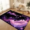 Cat Theme Crystal Velvet Floor Rug Personalized Custom Name Text Warm Carpet Home Decoration