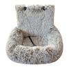 Dogs Car Seat Travel Dog Bed with Safety Straps Plush Fluffy Pet Seat with Non-Slip Backing Detachable Washable Cushion for Small Large Dogs