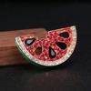 Blucome Fashion New Alloy Encrusted Watermelon Brooch Simple and Versatile Dripping Oil Fruit Anti-glare Collar Pin