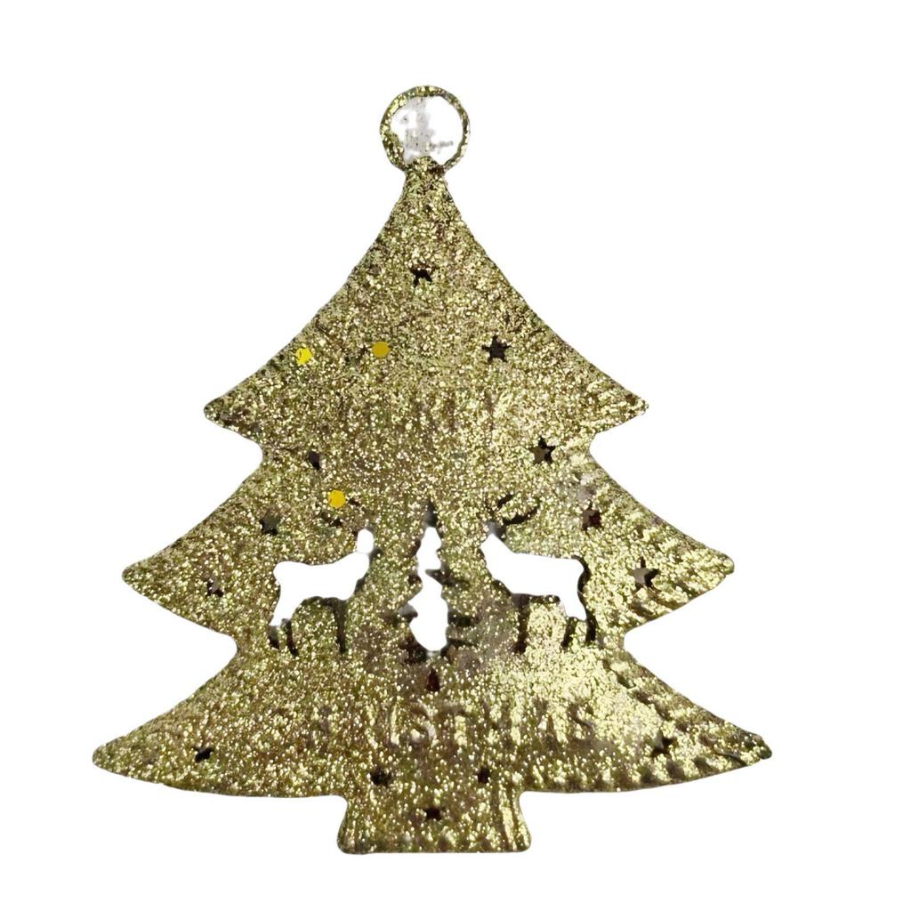 Gold Powder Wrought Iron Deer Star Christmas Tree Ornament