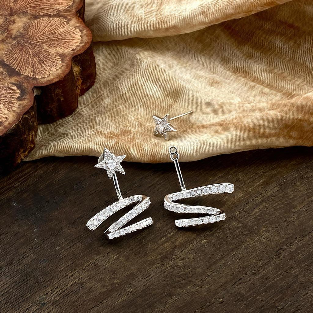 New Fashion High-End Design Shiny Star Stud Earrings - Exquisite Micro-Paved Versatile Ear Jewelry