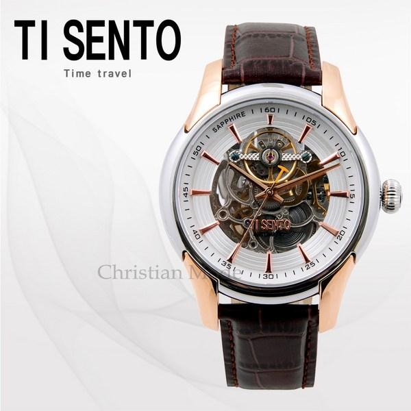 [Ticento]Men’s automatic leather watch TS60011WTCH, Korean Luxury Watches