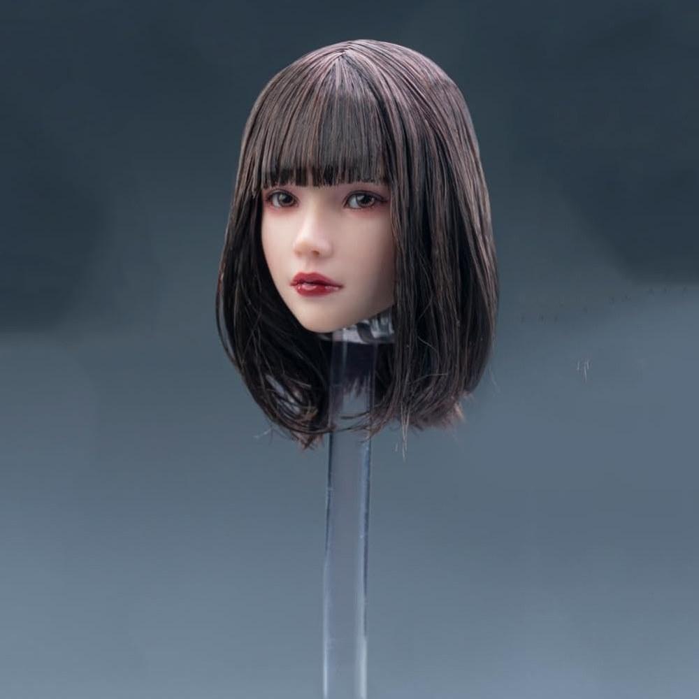 Fremego 1/6 Scale Female Head Sculpt Short Hair Beauty Girl Head Carving for Action Figure Body Collection 12-inch