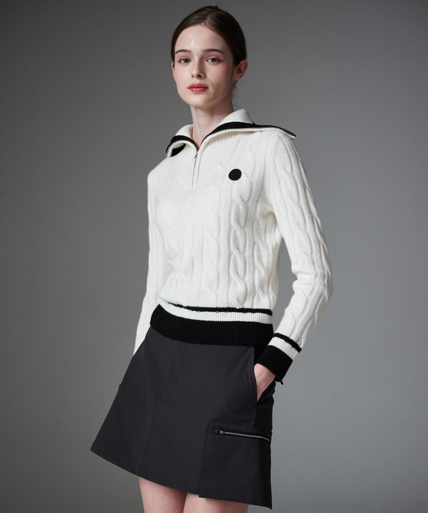Cream Golf Brushed A-Line Skirt