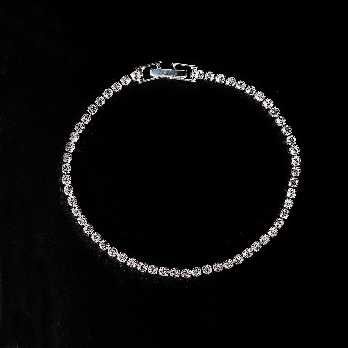 

Модные свадебные украшения, элегантные блестящие стразы, полный бриллиант, один ряд браслета, ювелирные изделия