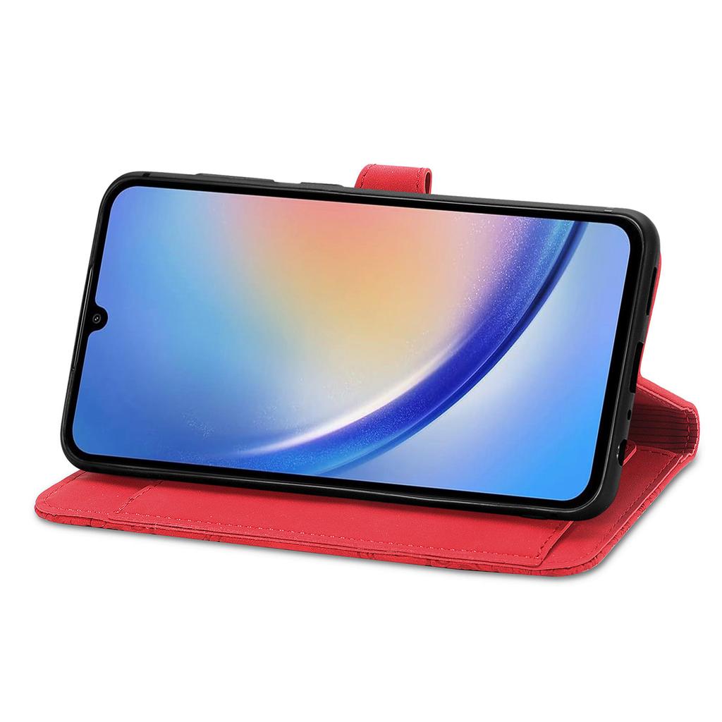 For Samsung Galaxy A15 4G/A15 5G Zipper Wallet Case with Strap Flower Imprint PU Leather Phone Cover