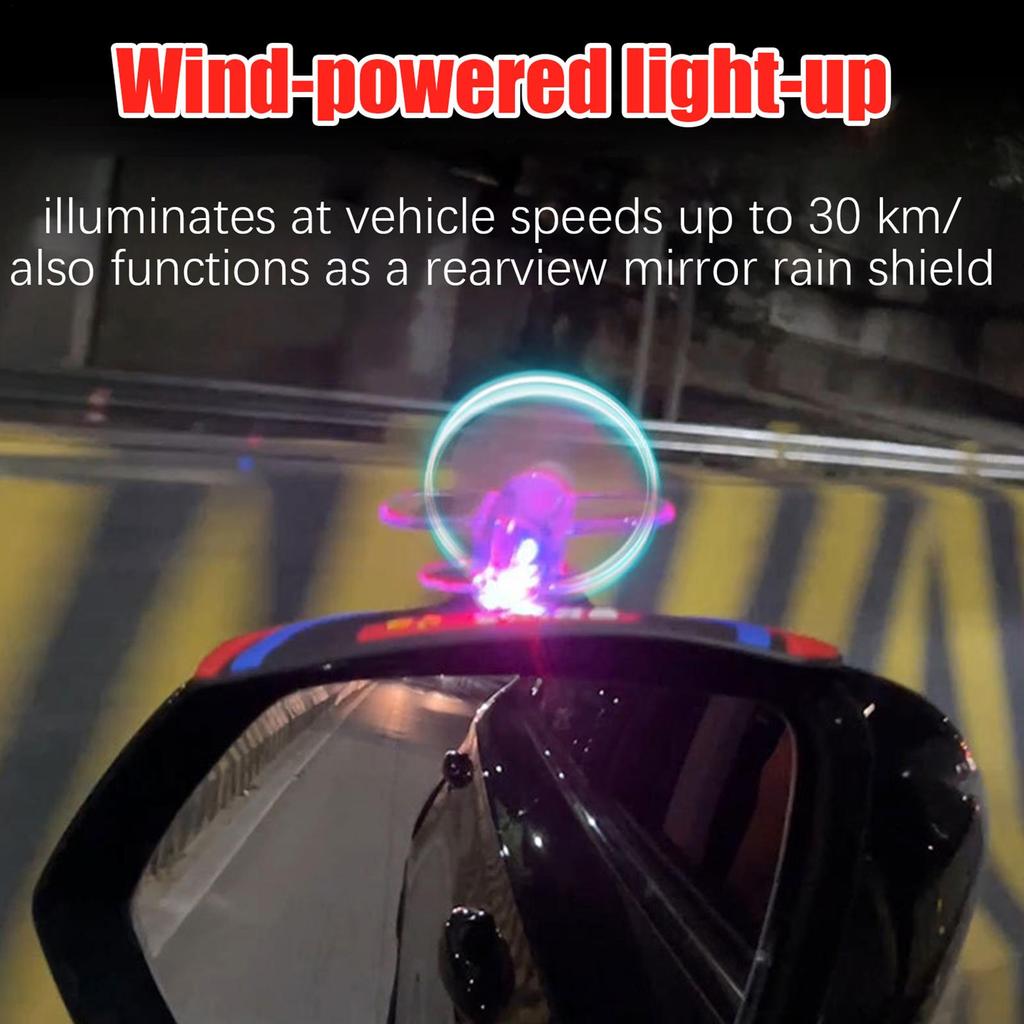Car Exterior Decorations Wind-Powered LED Airplane Auto Ornament Exterior Rearview Mirror Decor for Car Owners Drivers Women Men
