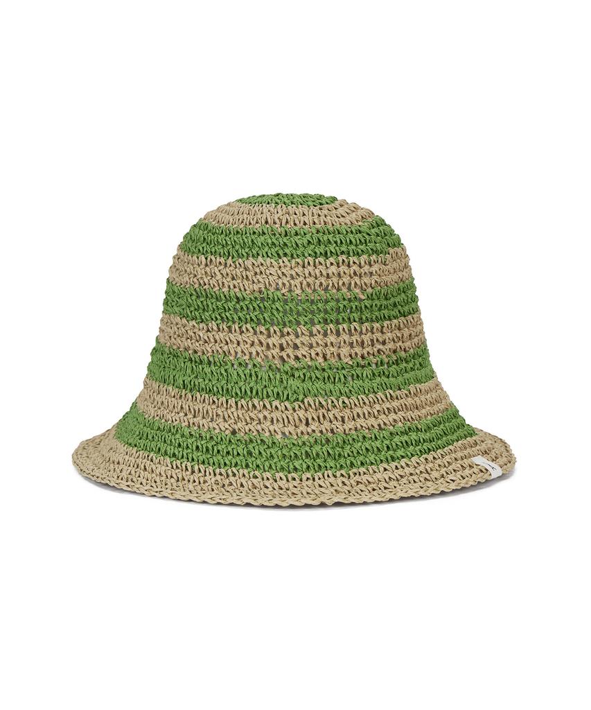 Bajal Striped Paper Bucket Hat Green