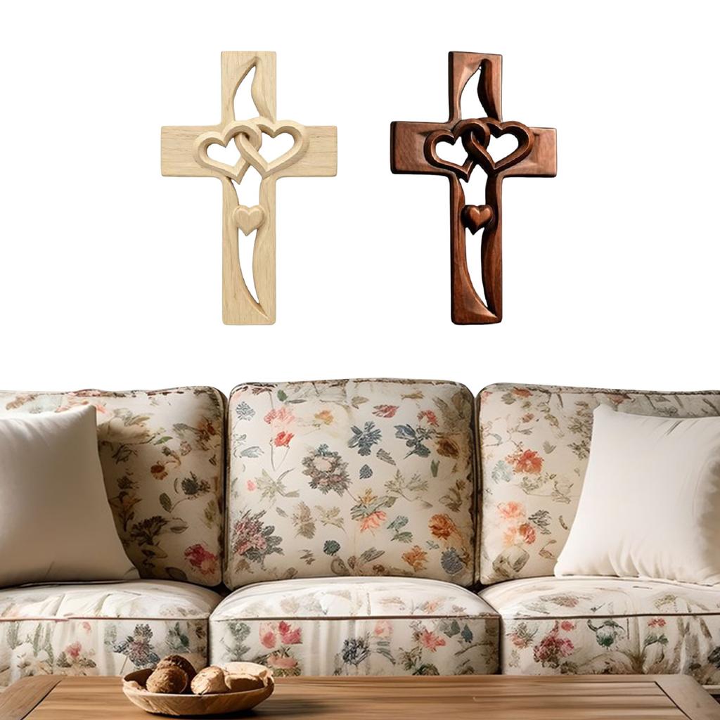 Drewniana Rzeźbiona Figurka Krzyża Przeplatane Serca Krzyż Ścienny Stołowy Dekoracje Domowe Stojący Krzyż Kościelny Prezent Religijny