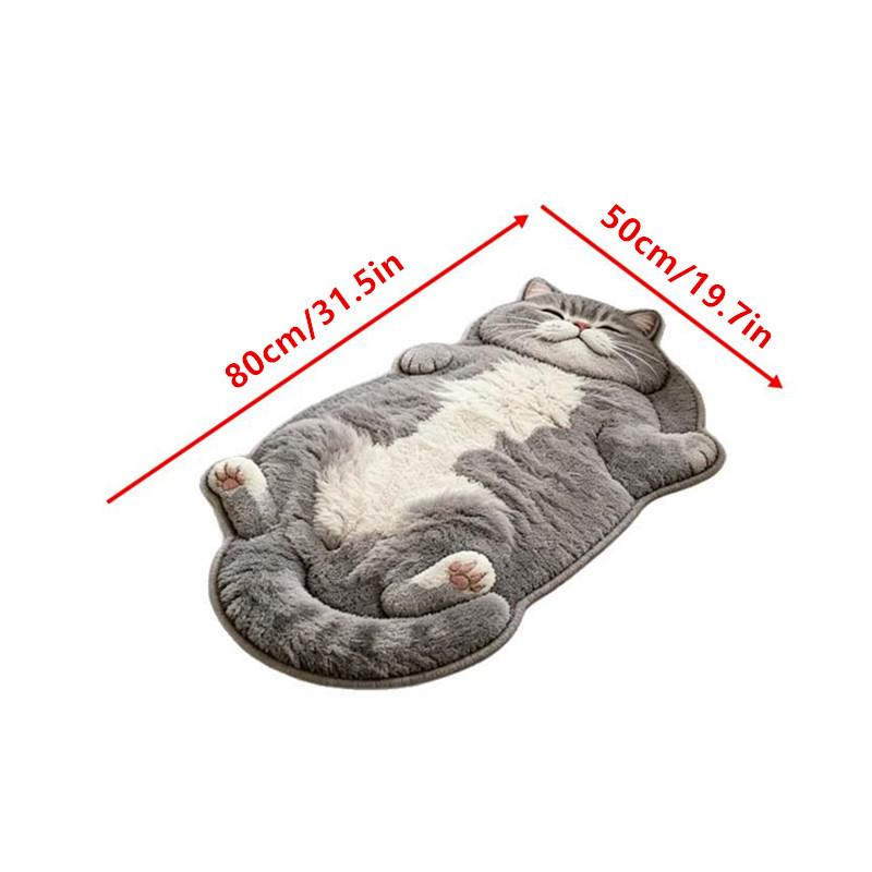 Cat Shaped Plush Area Rug Adorable Soft Fluffy Floor Mat for Bedroom Bedside Playroom Cat Lover Home Decor