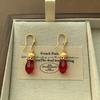 Rote Kristall Strass Fransenohrringe Ohrringe Elegant Leichter Luxus Exquisit Festliche Atmosphäre Überohrringe