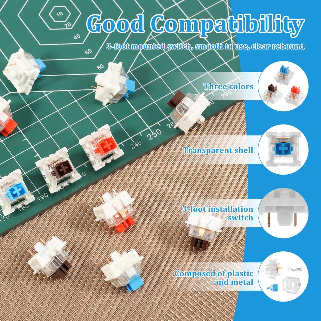 150 Pieces Keyboard Replacement Parts Compatible for Cherry MX Gateron Mechanical Keyboard LED Switches 3Pin Durable Waterproof