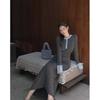 Korean Style Strikes, Contrasting Colors, Semi-open Neck Knitted Dress, Design Sense, Niche Temperament, Hip-wrapped Long Skirt Shows Personality
