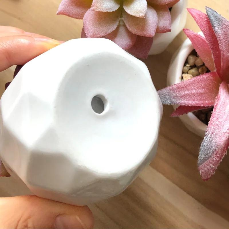 Pink Flocking Artificial Succulents Plants With Pot For Home Garden Decoration Fake Bonsai Flower Planta Artificial Accessories