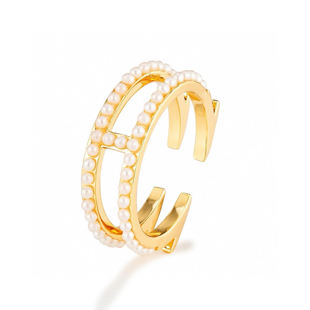 Zircon Brass Daisy Wheel Ring - Oval Design