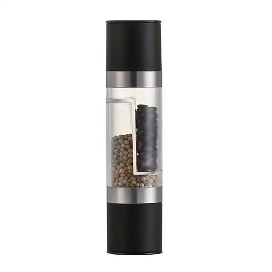 2-in-1 Salt And Pepper Grinder Set Adjustable Coarseness Manual Spice Mill with Glass Jar Stainless Steel Refillable Kitchen Shaker Bottle
