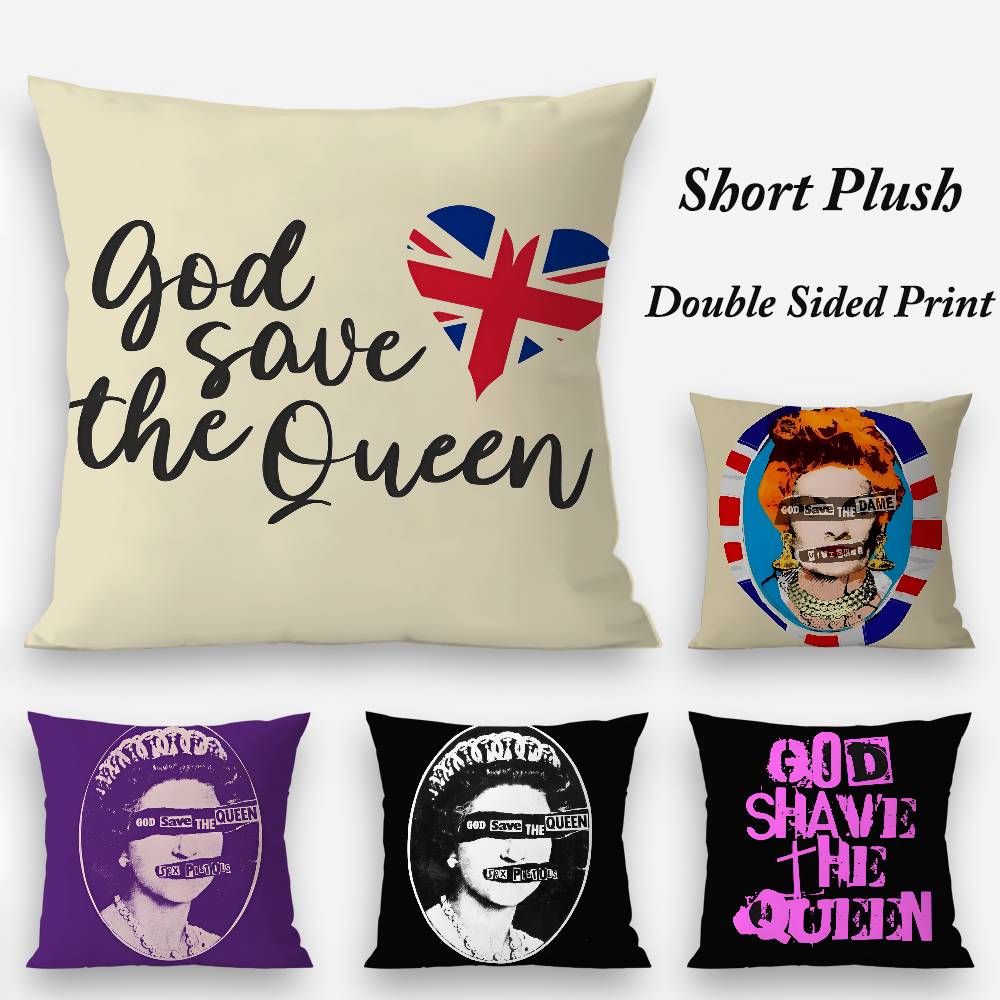 Brand S-Save the Queen Pillow Case Plush Fabric Soft Double Sided Print Home Sofa High Quality Cushion Cover Throw