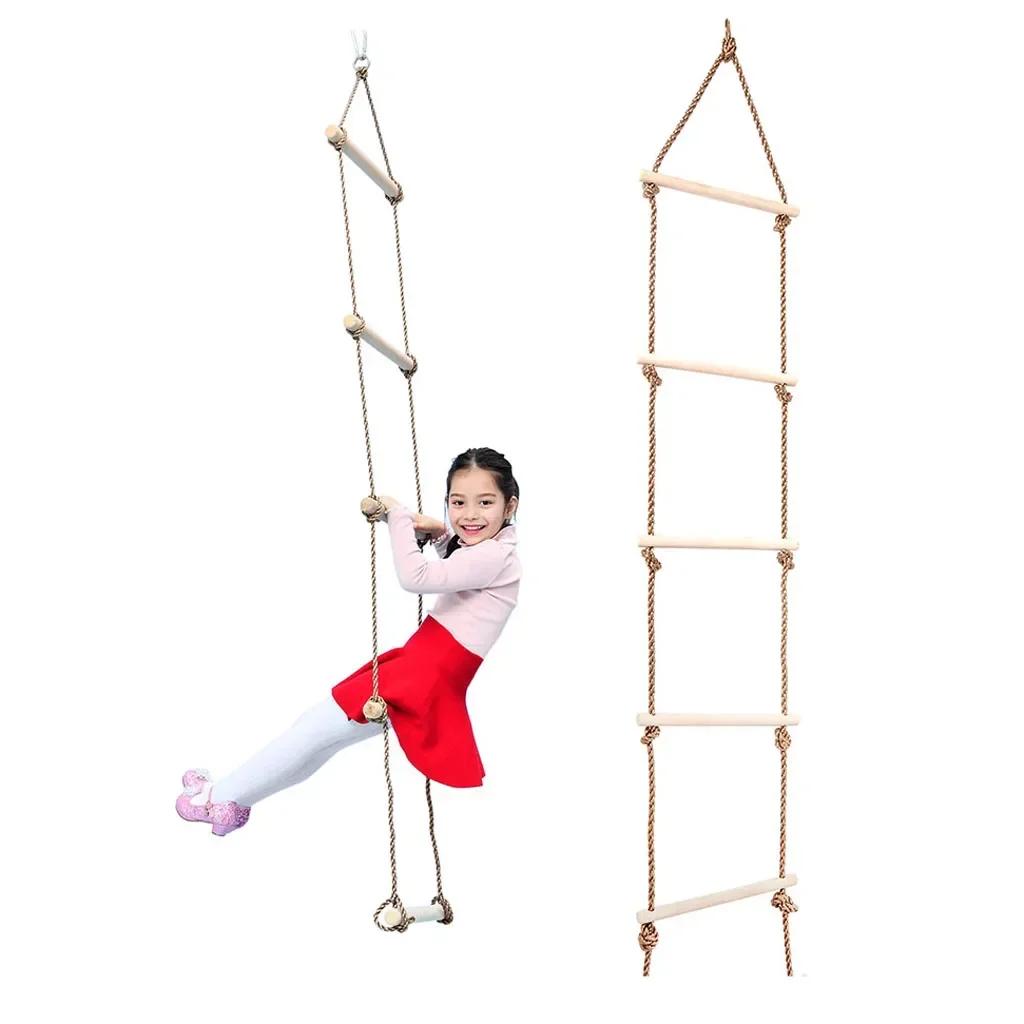 Children Climbing Rope Ladder Wooden Material Kids Swing Indoor Outdoor Game Toy Playground Backyard Fitness Games Entertainment